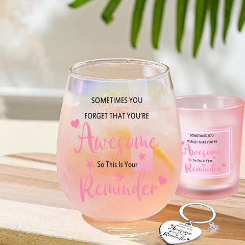 Vaso de vino con grabado inspirador Yalucky para recordar lo increíble que eres.