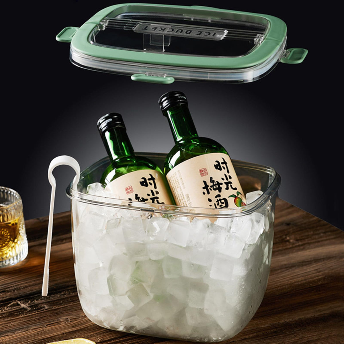 Yamteck cubeta de hielo portátil con tapa para conservar bebidas frías