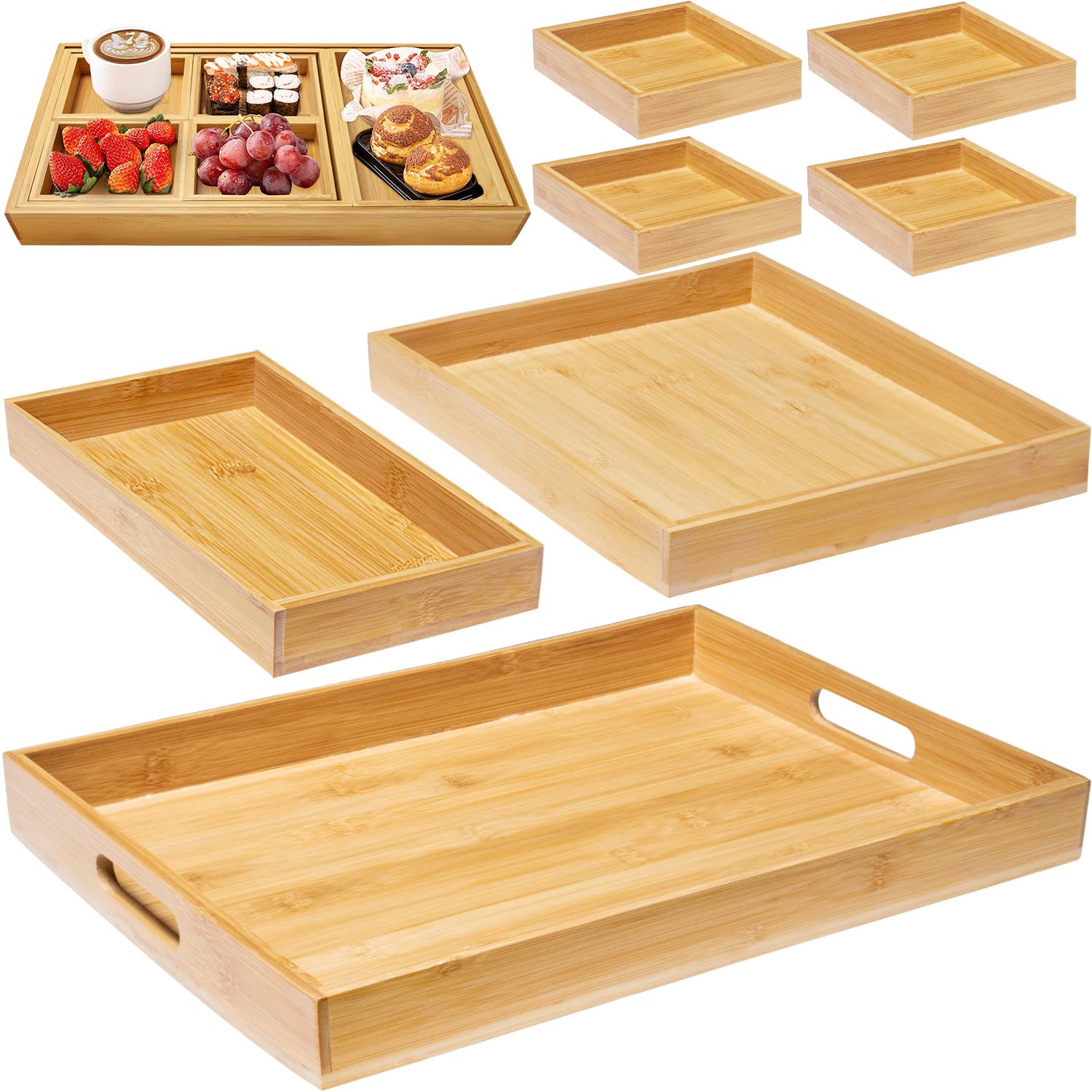 Bandeja Yangbaga de madera con asa grande para servir bebidas con estilo.