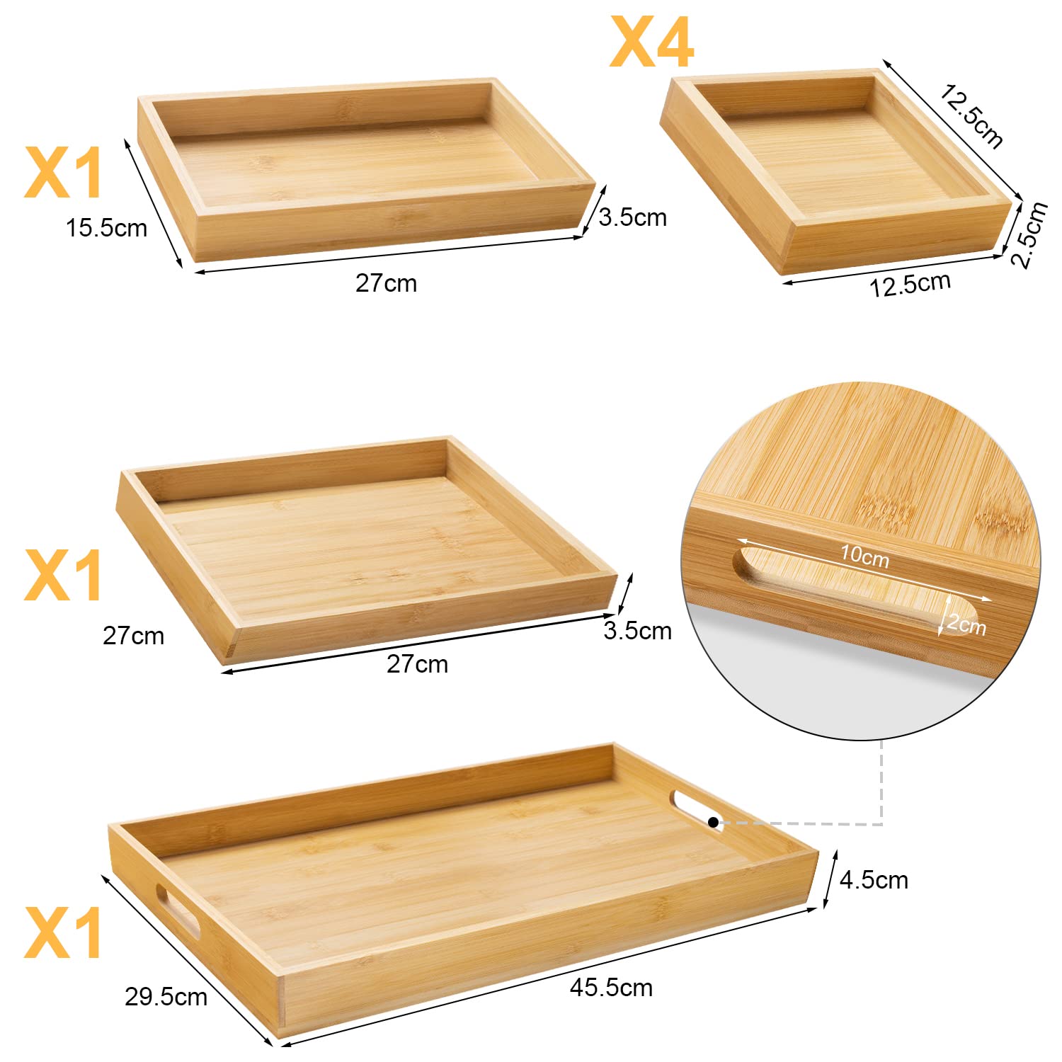 La bandeja Yangbaga de madera con asa mediana es ideal para desayunos en cama.