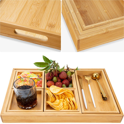 La bandeja Yangbaga de madera con asa pequeña es perfecta para aperitivos.