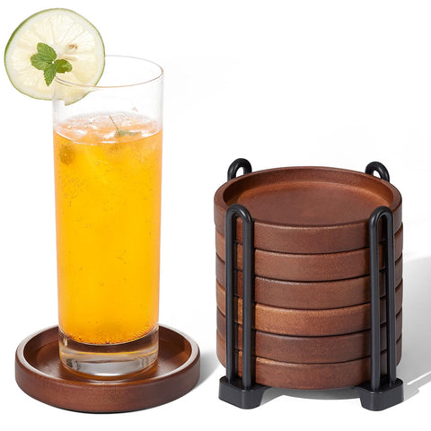 Yangbaga conjunto posavasos madera con porta para ordenar la mesa.