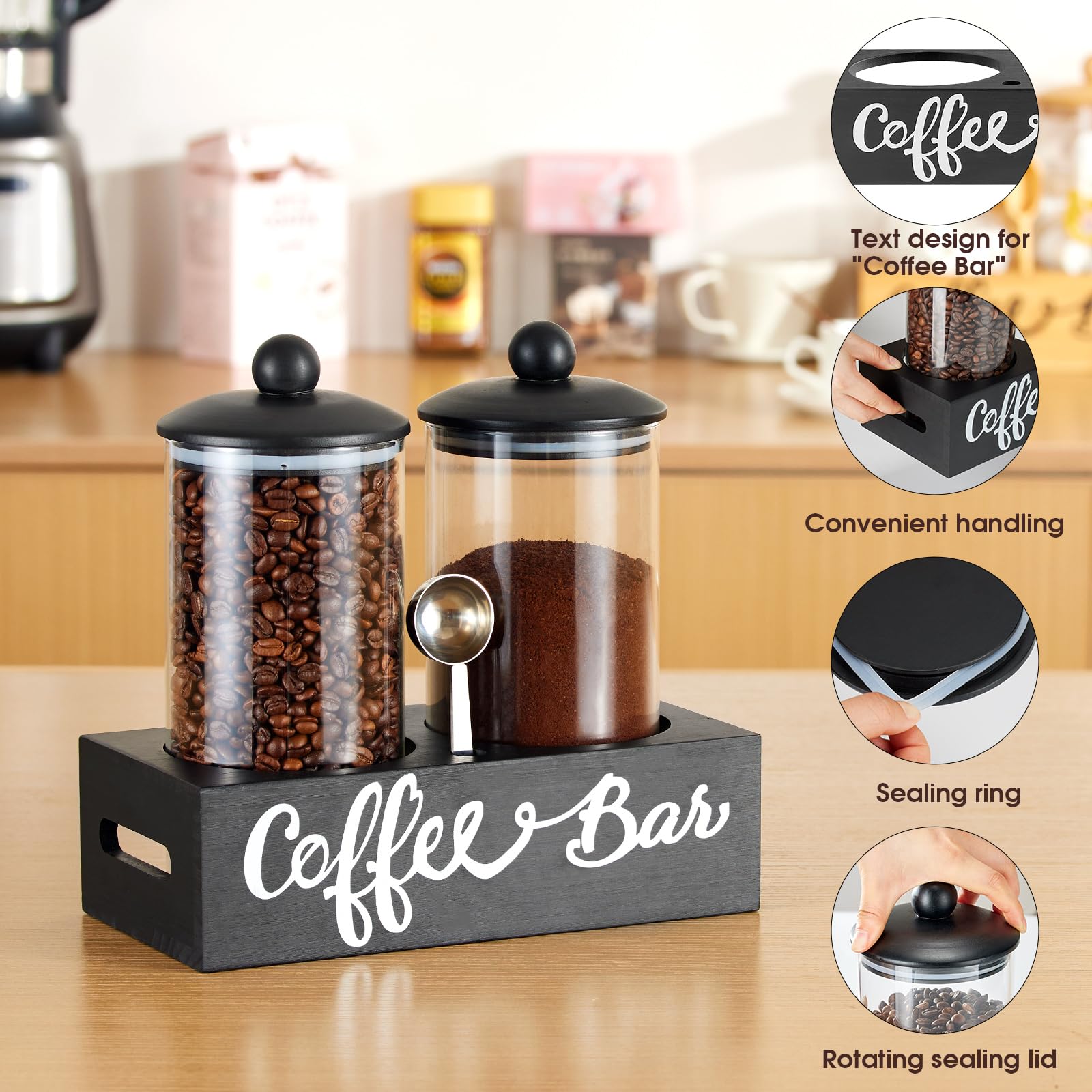 Estante de almacenamiento Yangbaga para barra de cafe y organización.