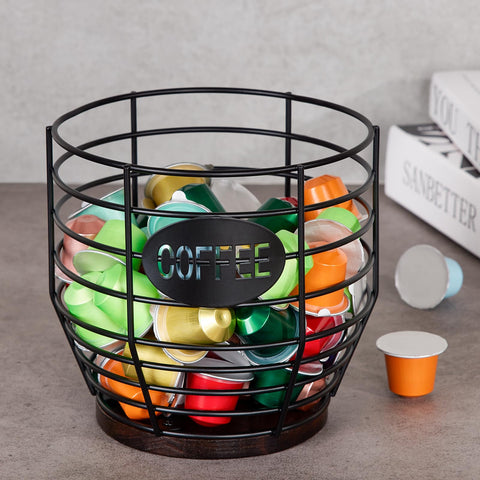 Yangbaga portacápulas Keurig negro con alambre para organización rápida.