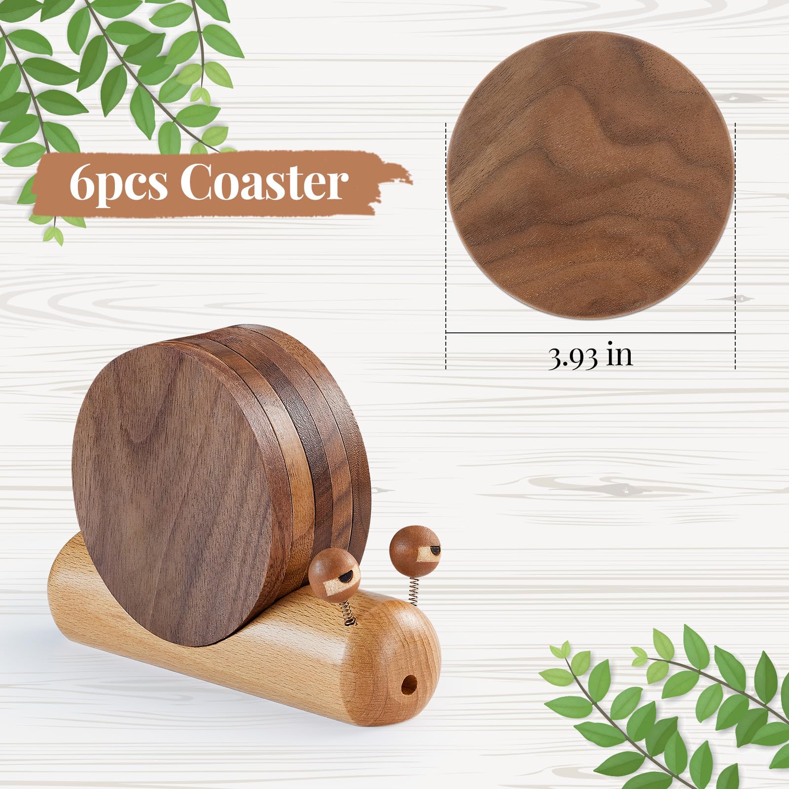 Posavasos de madera de acacia con grano natural para mesa elegante