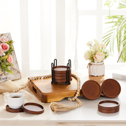 Yangbaga posavasos madera acabado natural aptos para cualquier bebida.