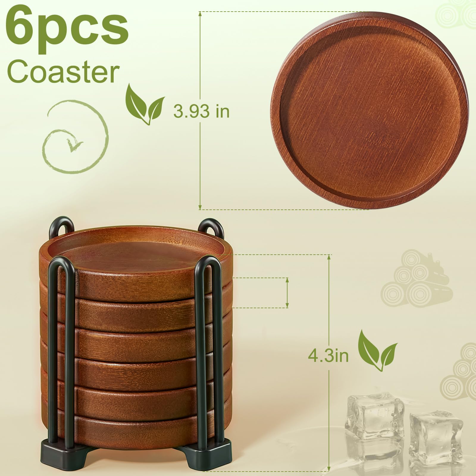 Yangbaga posavasos madera redondos 6 unidades protegen la superficie.