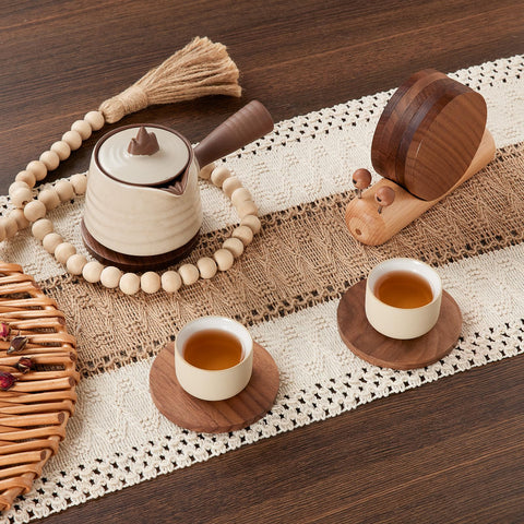 Posavasos para mesa de café con acabado cálido y natural