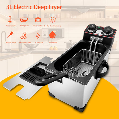 Yangbowan Freidora 3L interior con aceite listo para dorar crujiente
