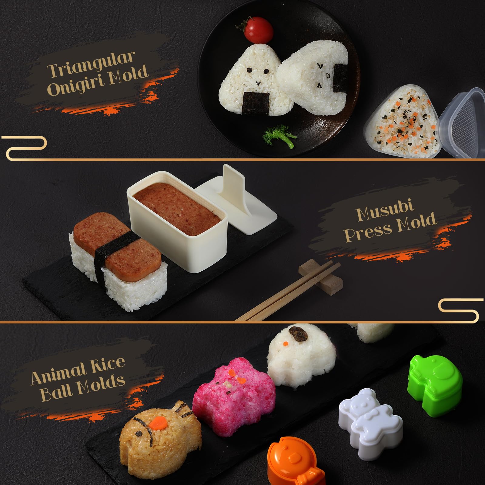 YangGien molde gunkan para nigiri y bolas de arroz divertidas.