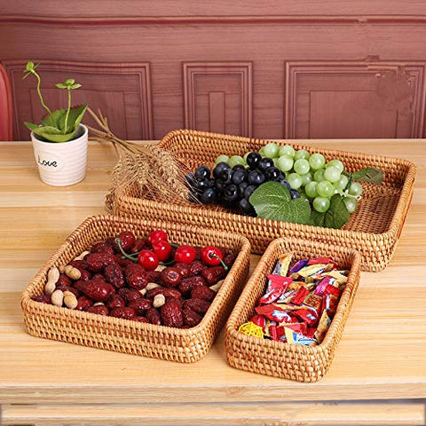 Bandeja de ratán YANGQIHOME decorativa, perfecta para cosméticos y productos de baño.