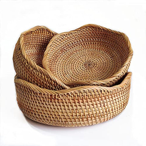 YANGQIHOME cesta ratán redonda de set de 3: almacenamiento elegante para la cocina.