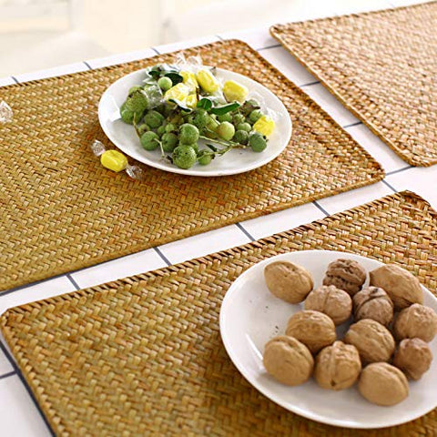 YANGQIHOME manteles de mimbre natural para mesa, acabado artesanal y elegante.