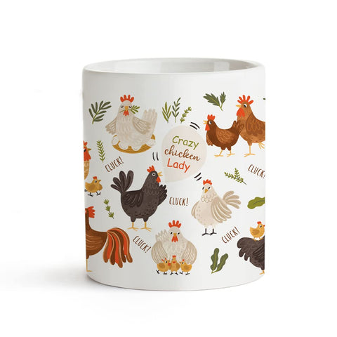 Taza Yanprint con dibujo de pollo vivo, perfecta para el café diario