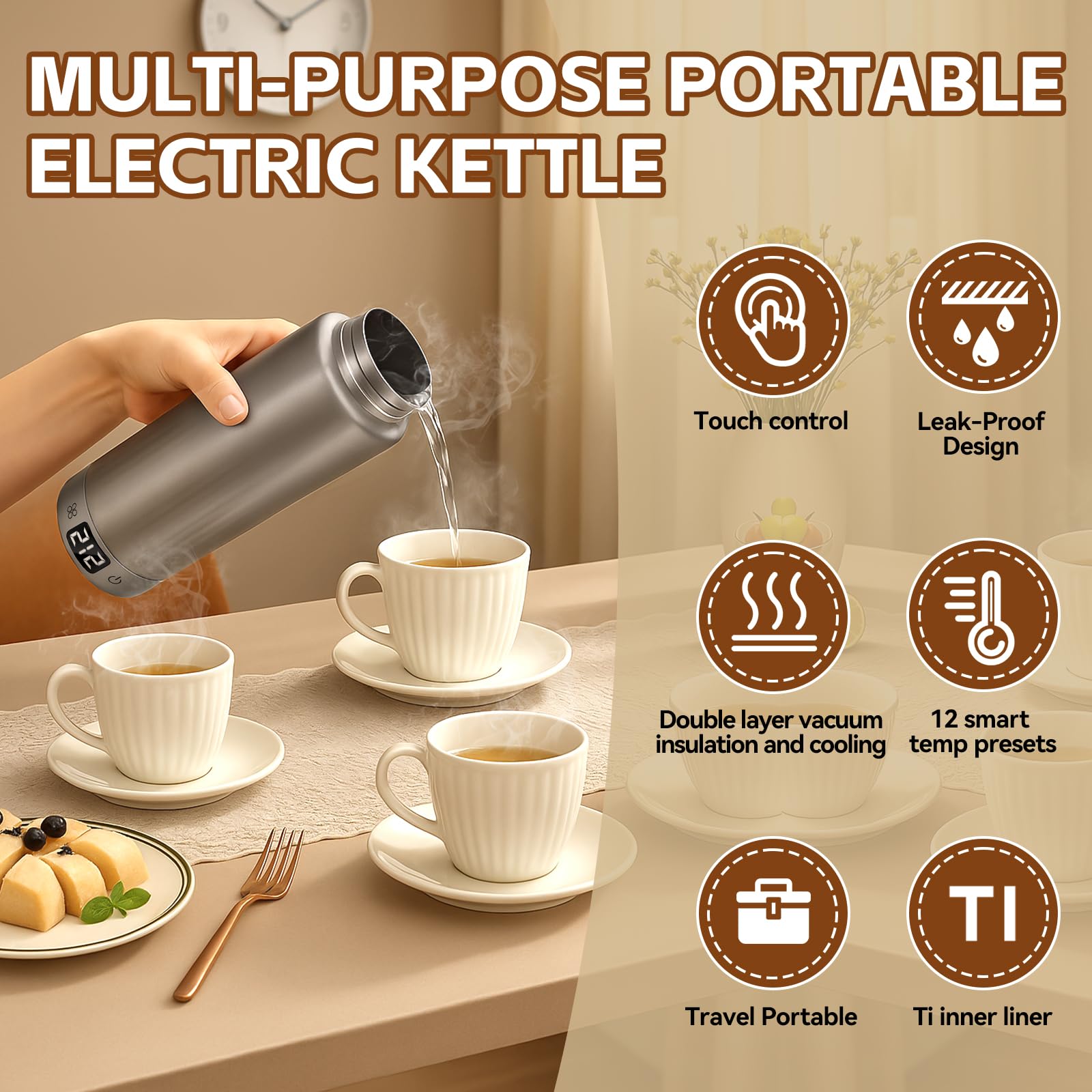Yanwei Kettle pantalla LCD temperatura, control preciso para té o café