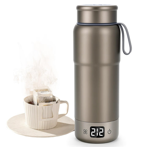 Tetera Yanwei para viaje en gris 520 ml, ideal para bebidas rápidas en ruta.