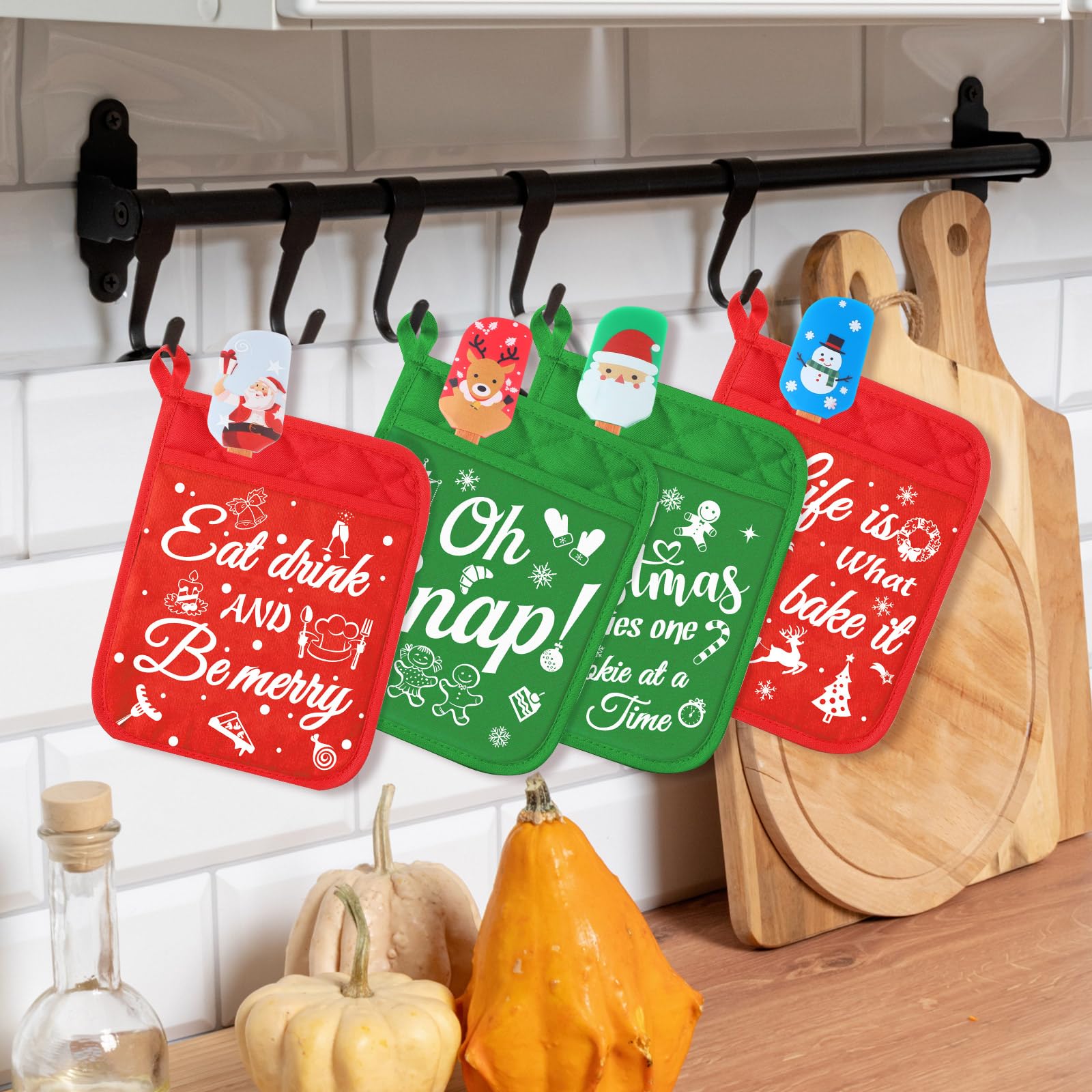 Yaomiao espátulas de silicona navideñas, ideales para voltear y mezclar sin rayar.