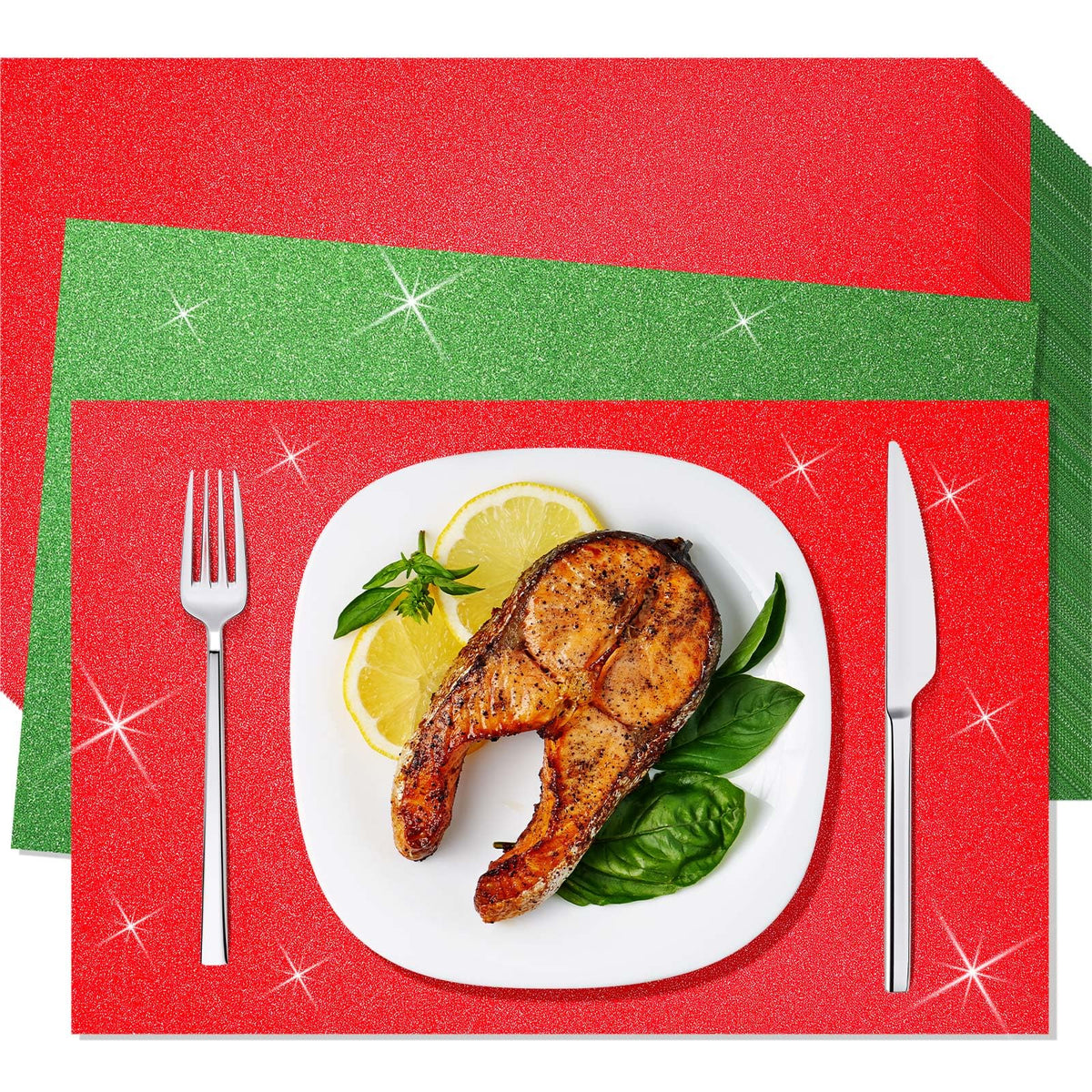 Yaomiao manteles navideños rojo y verde 11x17 para decorar la mesa festiva