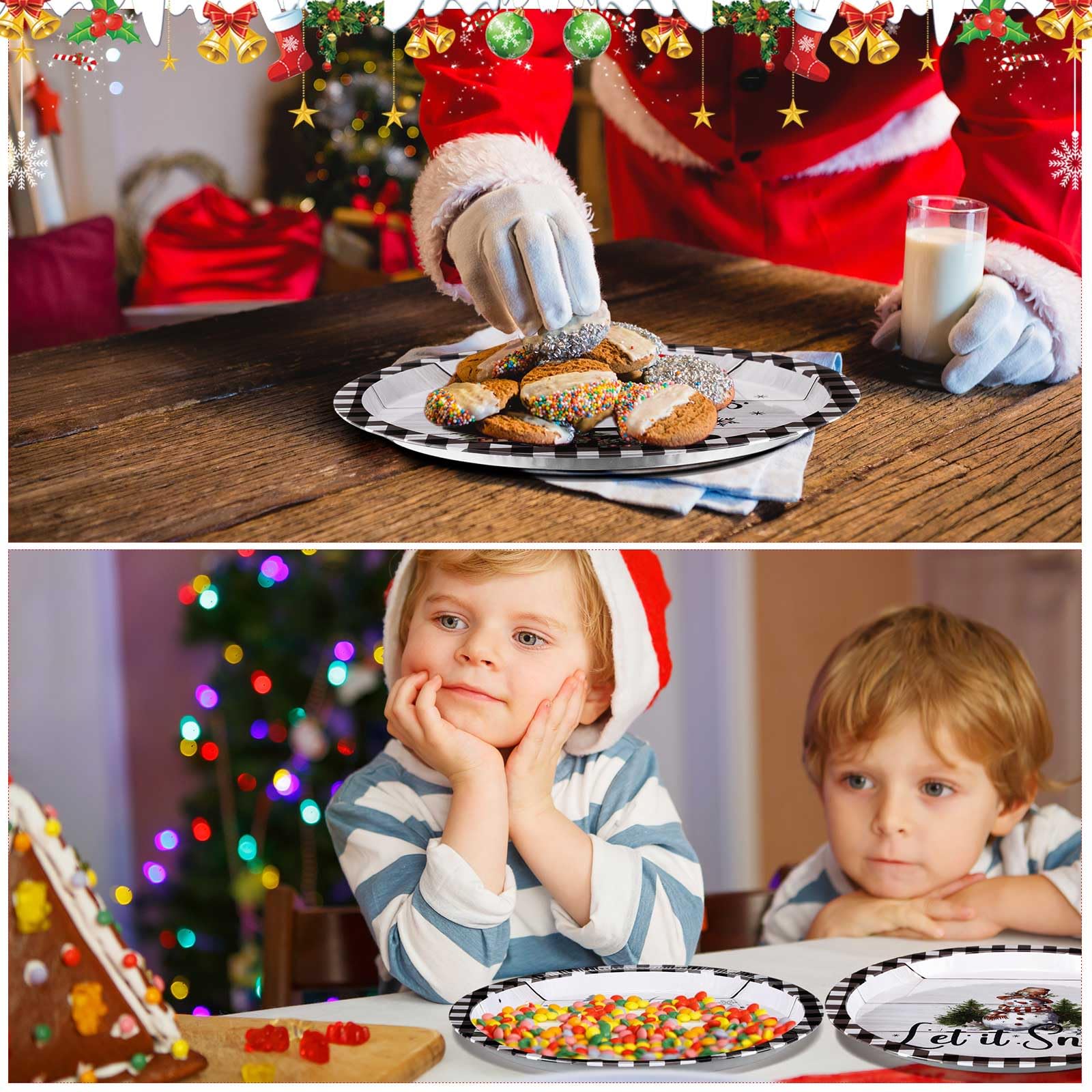 Yaomiao plato navidad árbol con diseño plaid para presentar aperitivos.