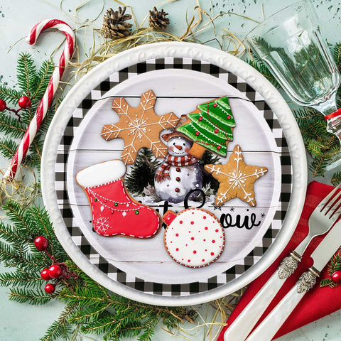 Yaomiao plato navidad coche navideño con diseño plaid para dulces.