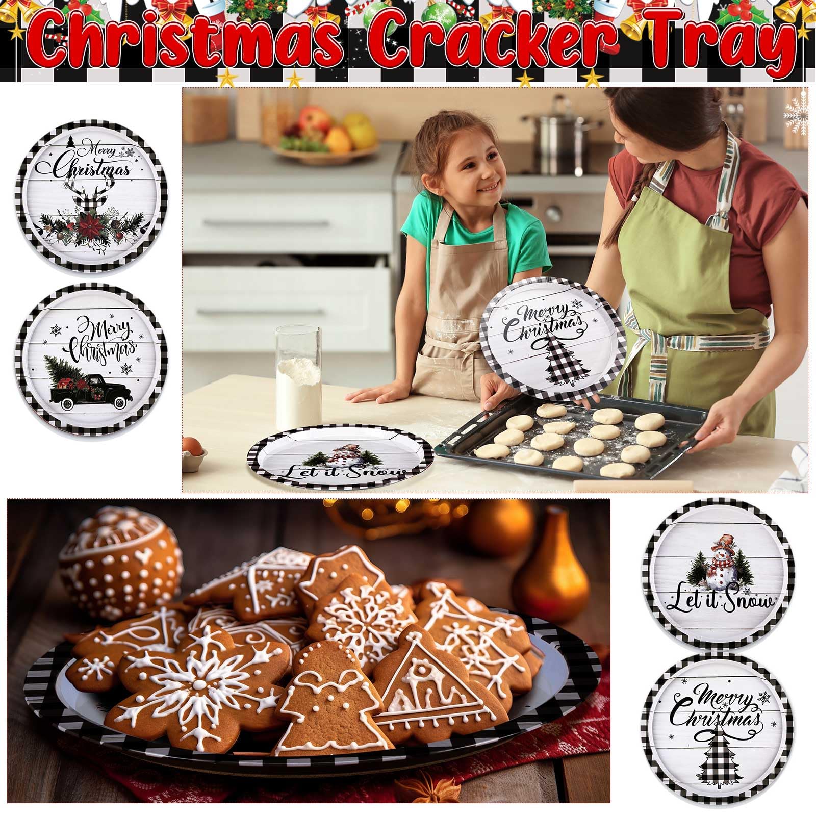 Yaomiao plato navidad para servir postres, resistente y reutilizable.