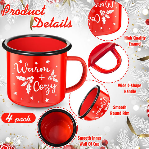 Yaomiao set 4 tazas esmaltadas regalo, perfecto para sorprender a quien más quieres.