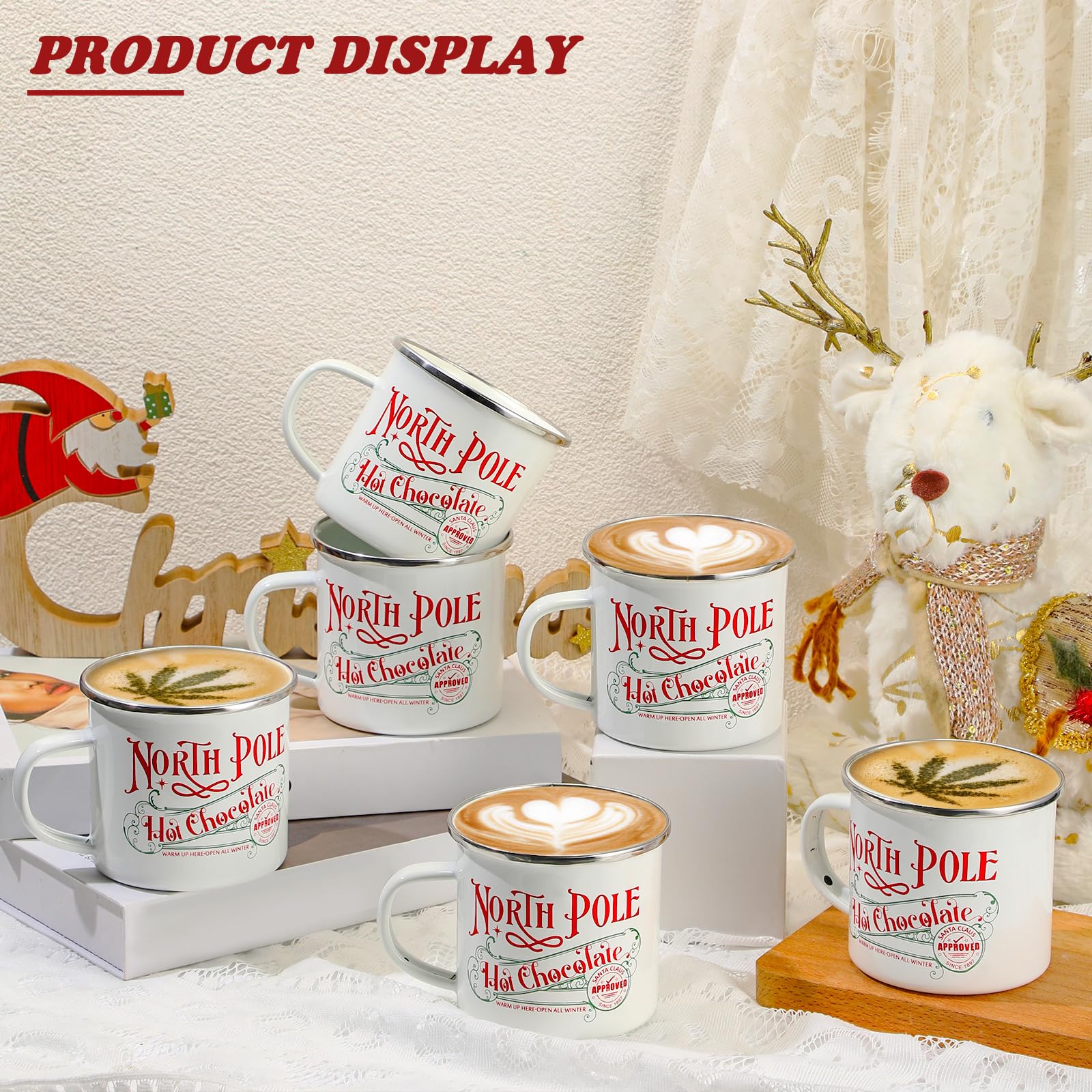 Yaomiao tazas decorativas navideñas que aportan ambiente festivo a la mesa.
