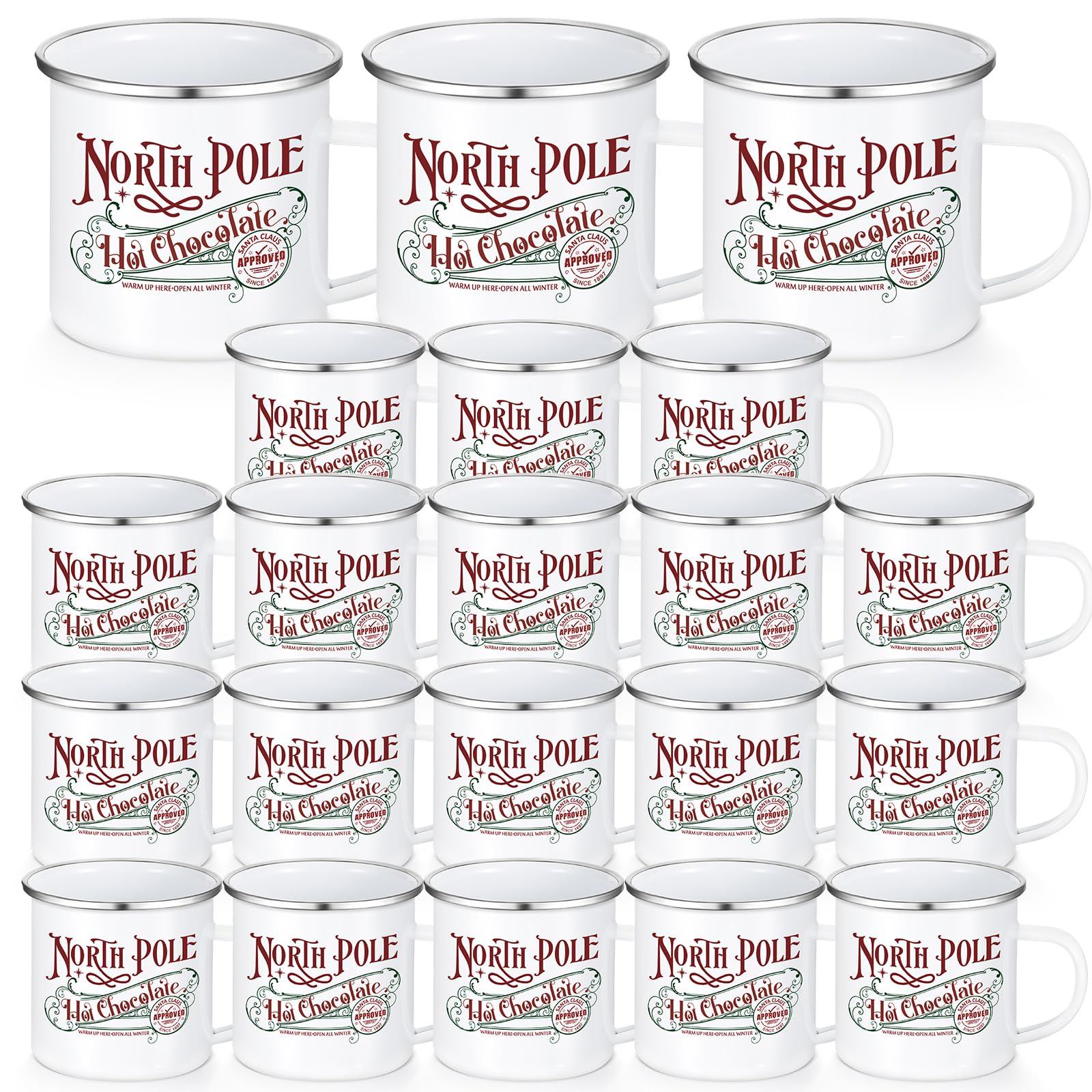 Yaomiao tazas navideñas de esmalte con asa, conjunto de 20 para familia y oficina.