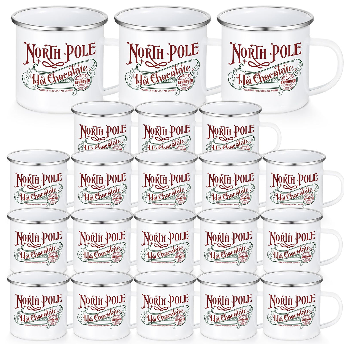Yaomiao tazas navideñas de esmalte con asa, conjunto de 20 para familia y oficina.