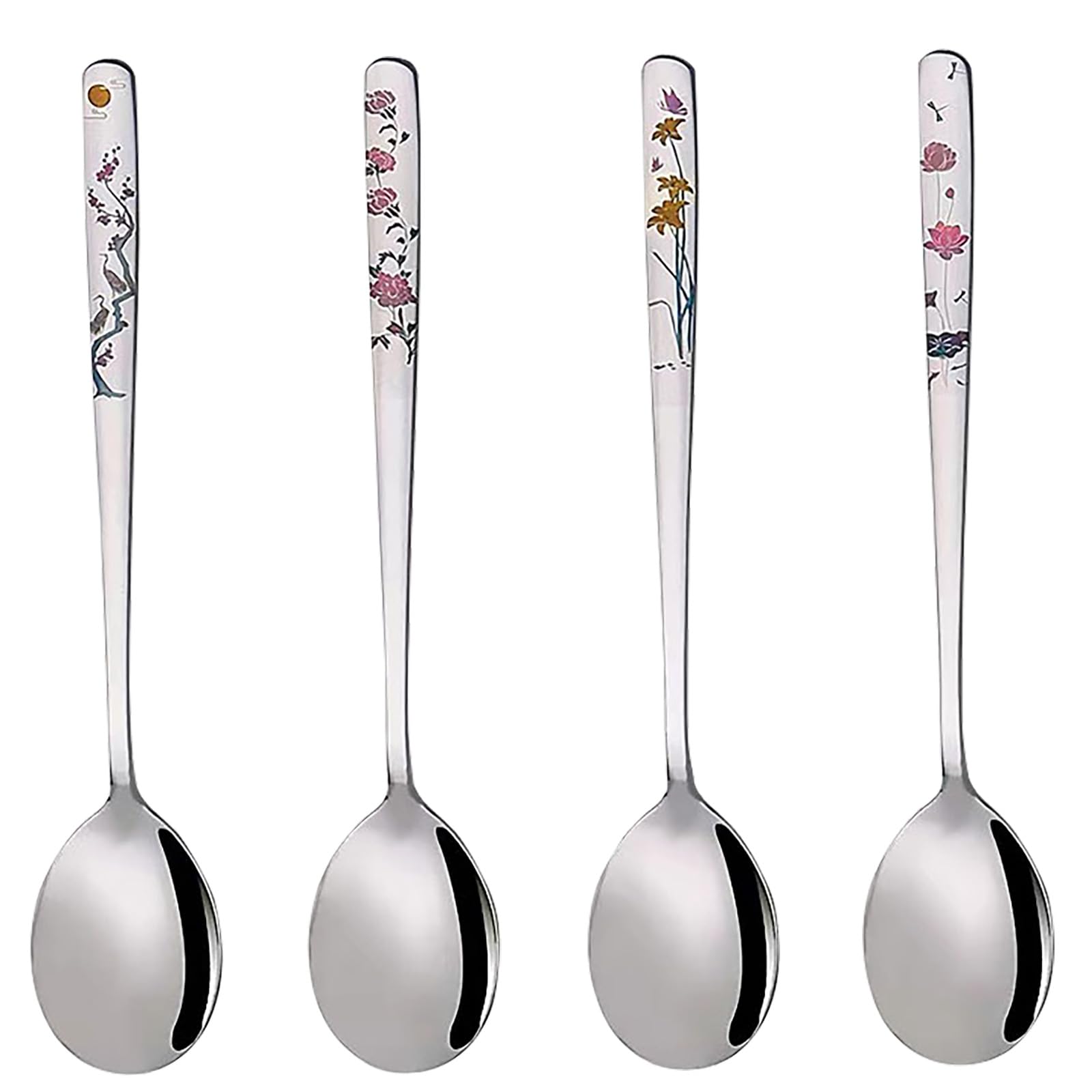 YAPULLYA: cucharas coreanas de sopa con flor grabada, diseño duradero para uso diario.