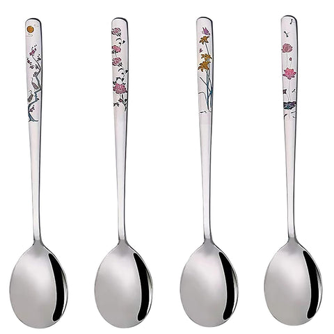 YAPULLYA: cucharas coreanas de sopa con flor grabada, diseño duradero para uso diario.