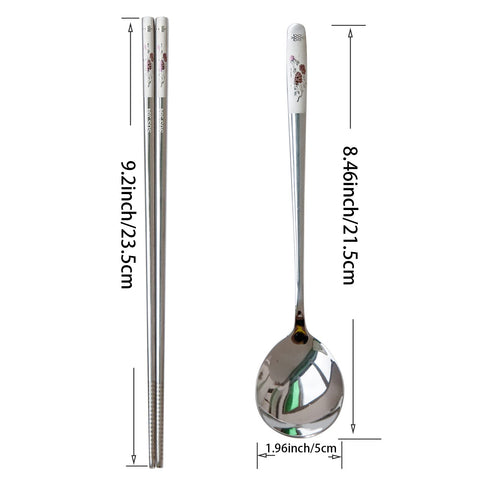 YAPULLYA dimensiones: palillos de 9.2 pulgadas y cuchara de 8.46 pulgadas.