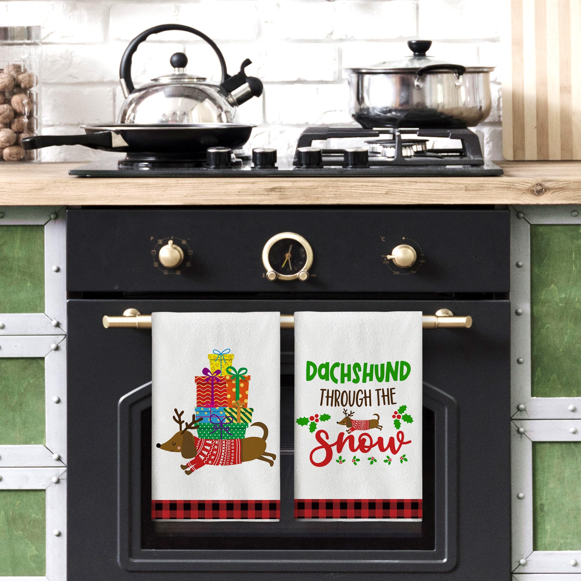 Yarcooly Dachshund, diseño a cuadros rojo-blanco para decorar