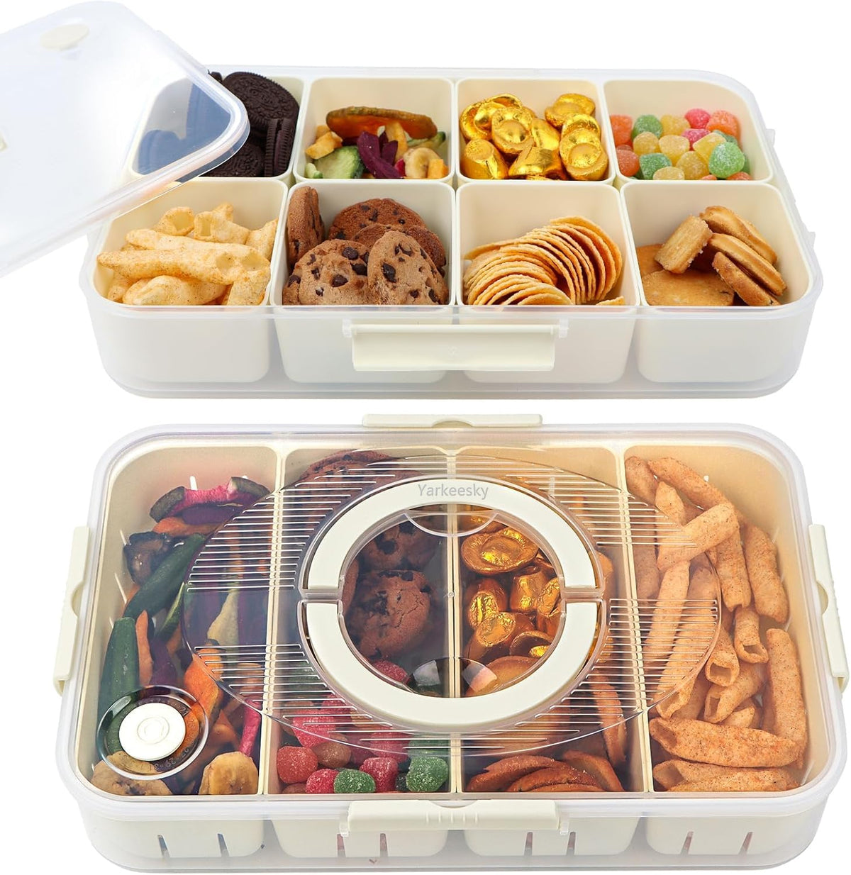 La caja YarkeeSky con compartimentos facilita ordenar meriendas sin mezclar sabores.