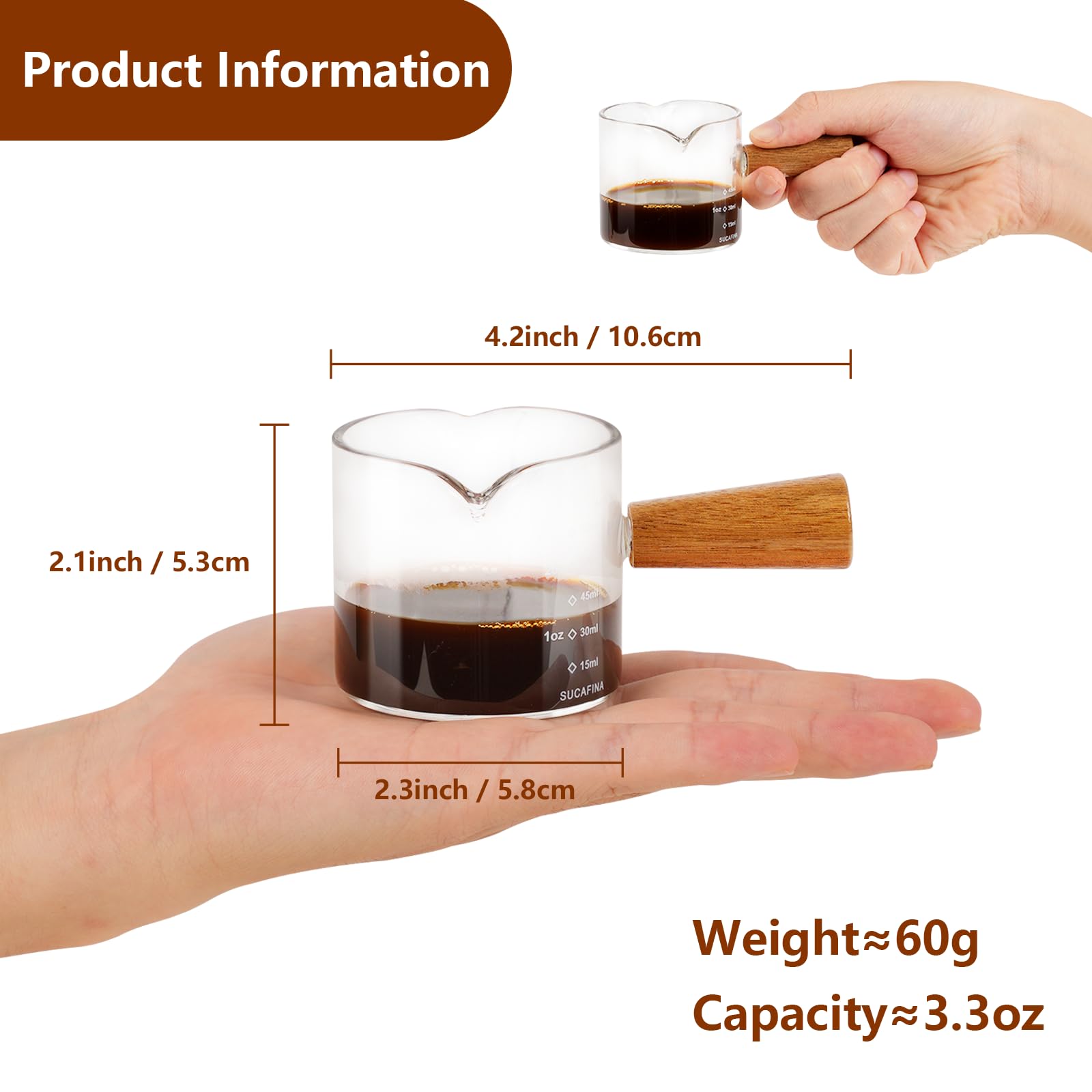 Medidor espresso YARRAMATE con vaso de 75 ml para porciones precisas.