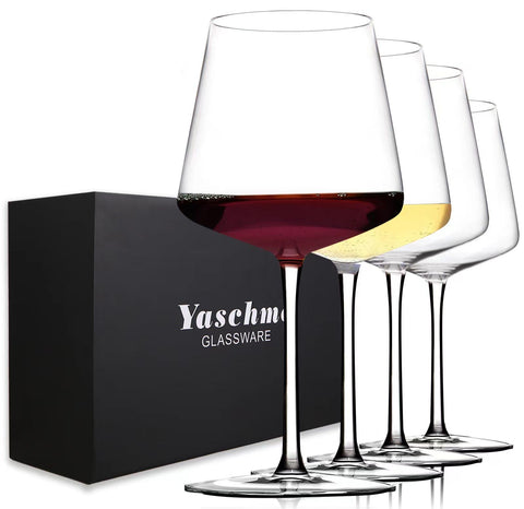 Copa Yaschmo de vino en cristal sin plomo; conjunto de 4 para claridad de color.