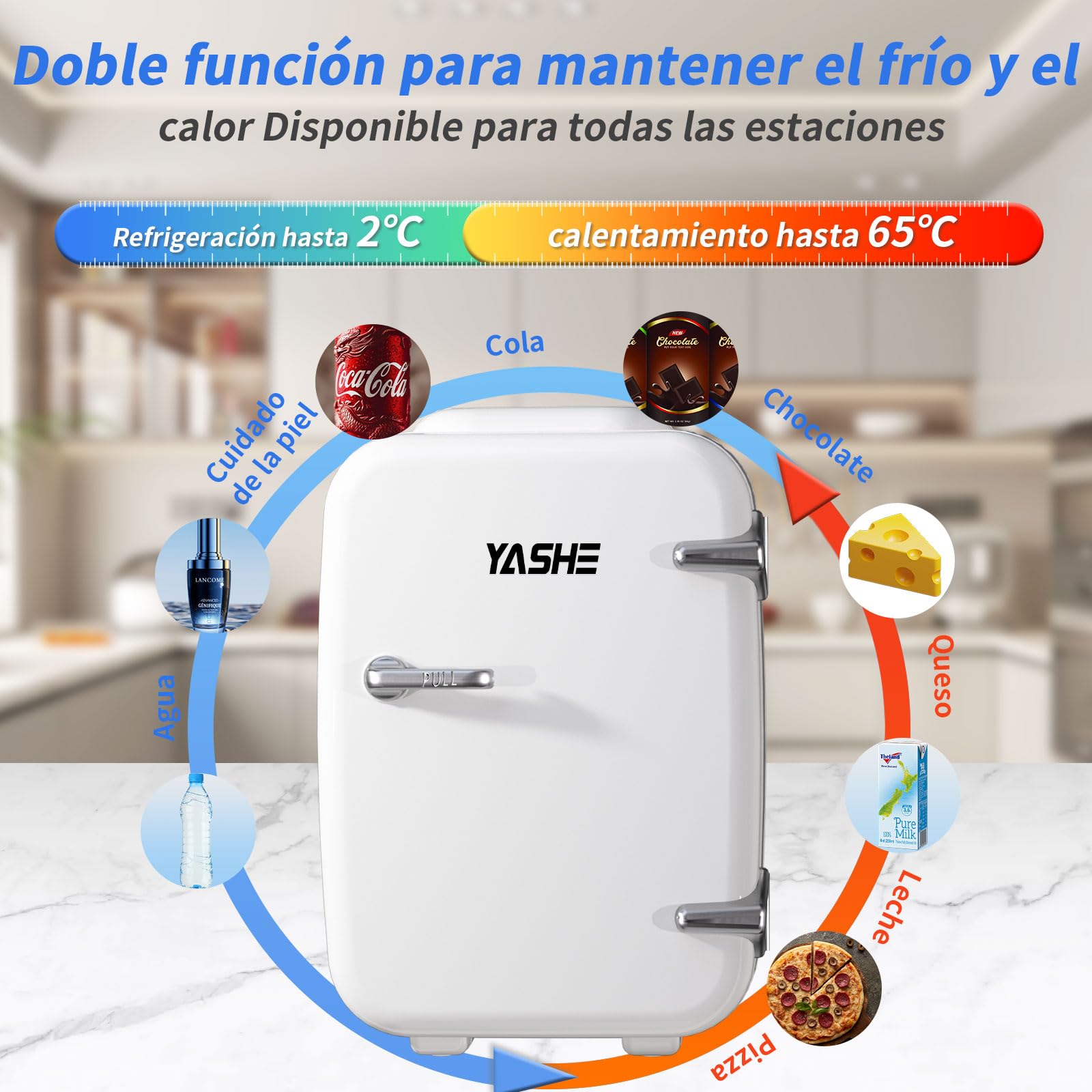 Espacio para cosméticos y cuidado de la piel en la YASHE 4L.