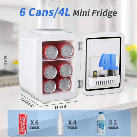 Interior de la YASHE Mini Nevera 4L con capacidad para 6 latas.