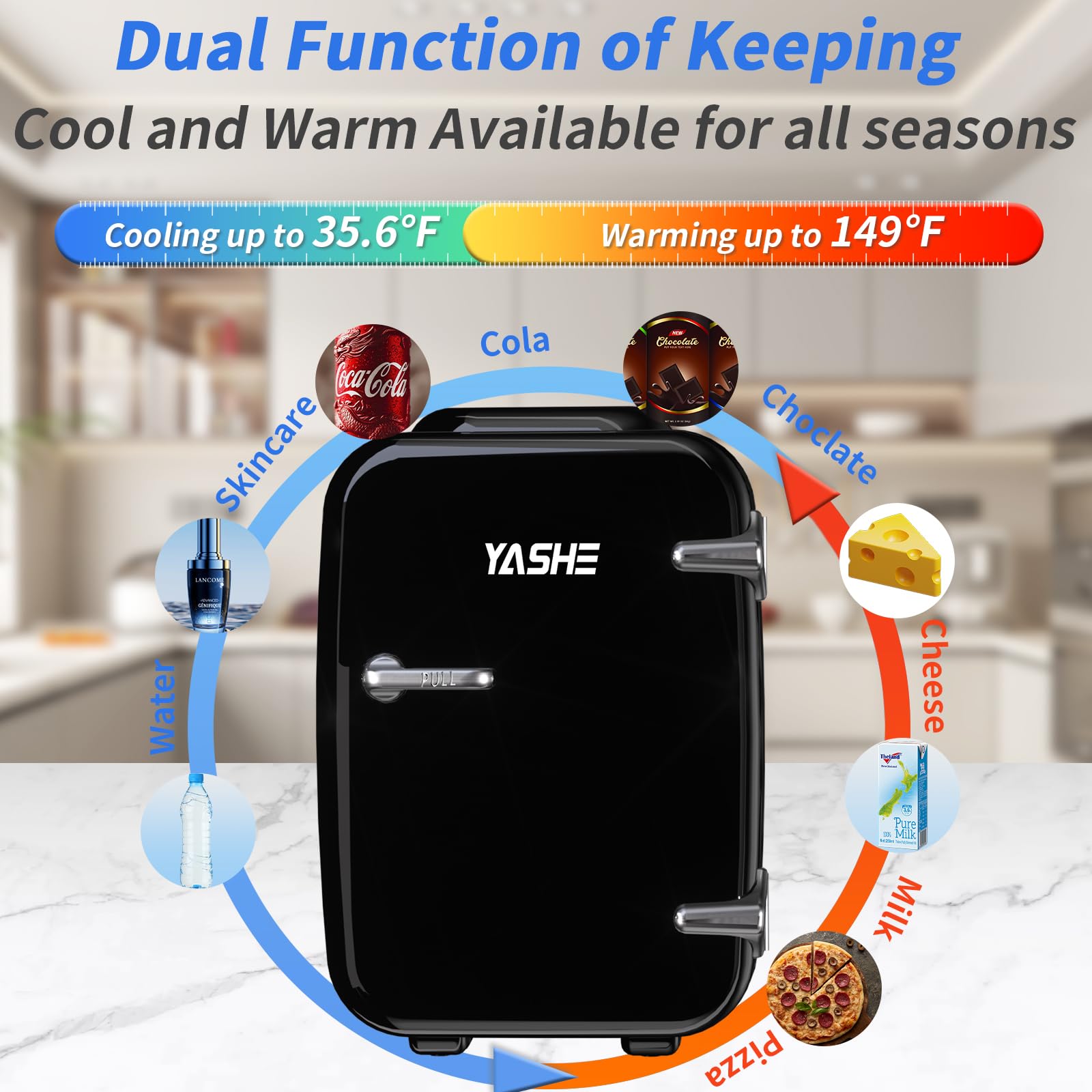 YASHE Mini Nevera con panel de controles facilita ajustar la temperatura