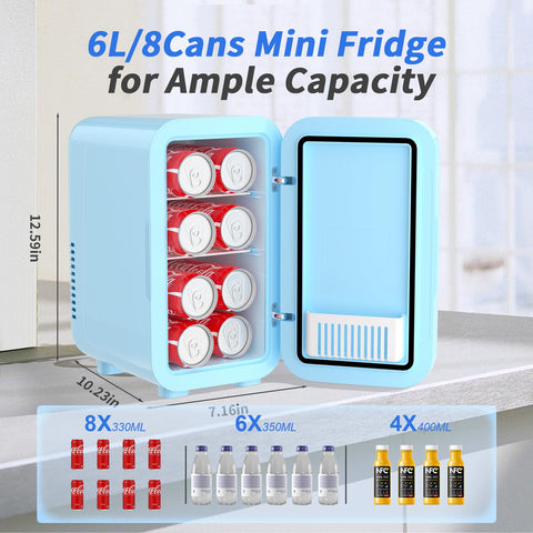 YASHE mini refrigerador con bandeja removible para organizar cosméticos