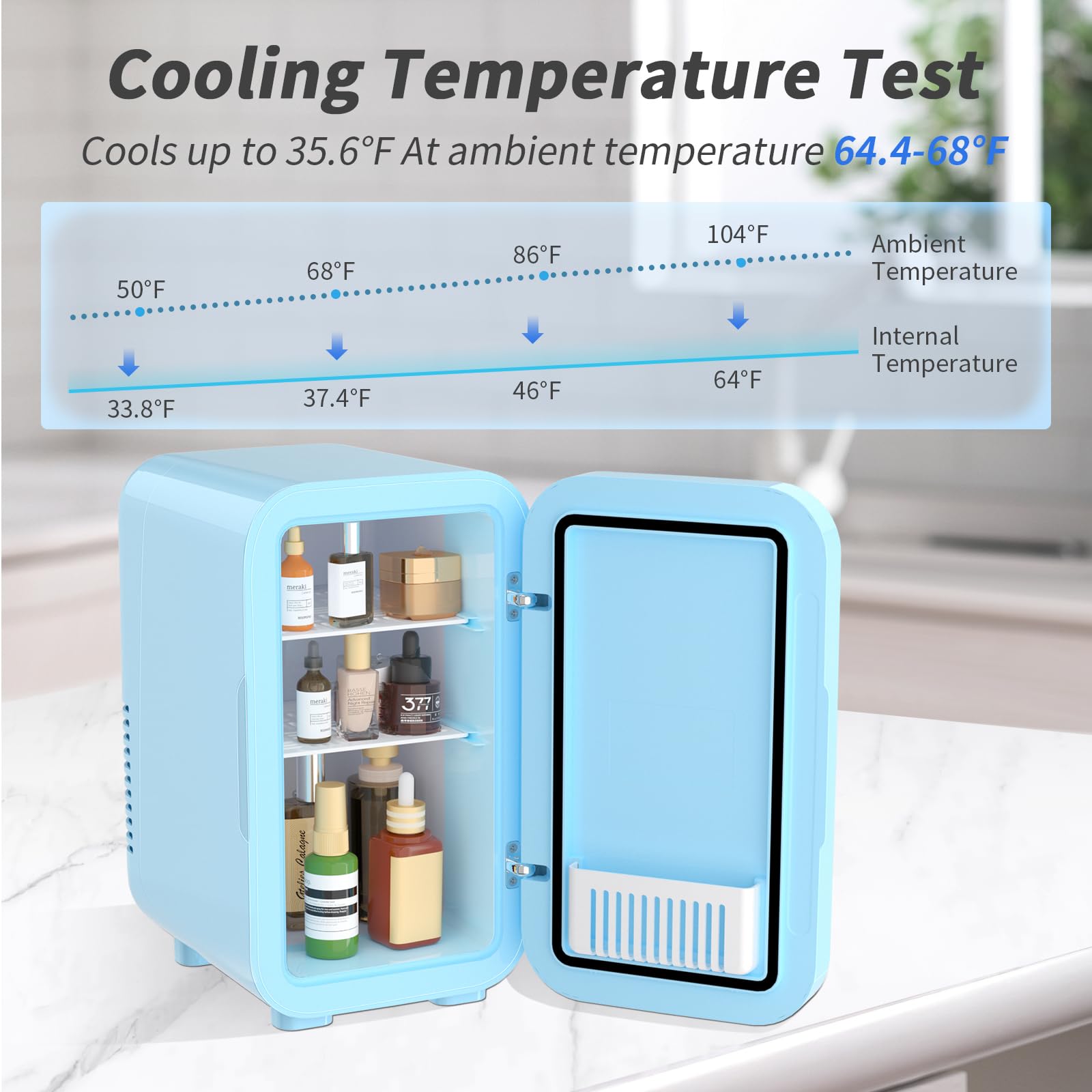 YASHE mini refrigerador modo calefacción mantiene temperatura estable