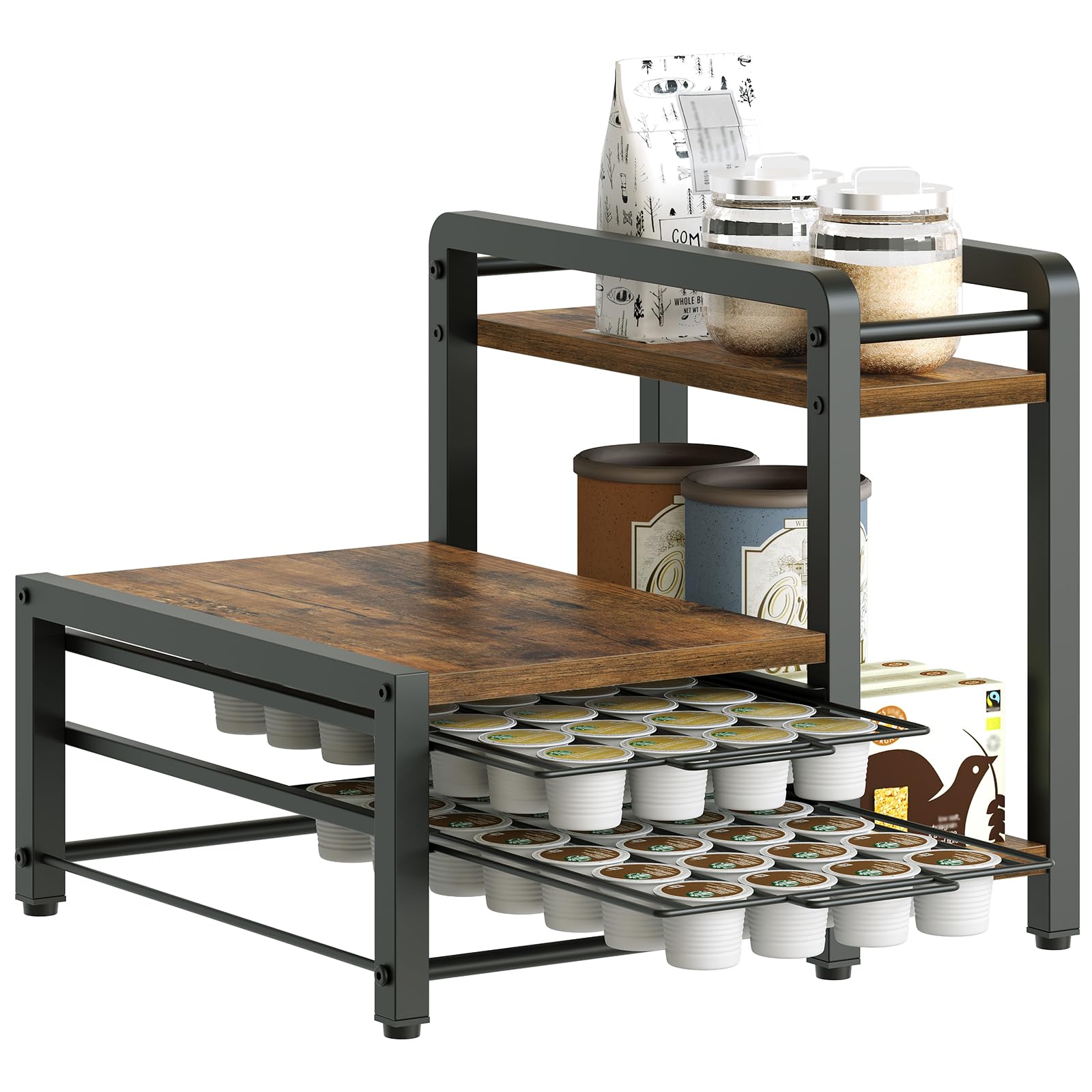 YATINEY organizador de pods con dos niveles deslizables para café ordenado.