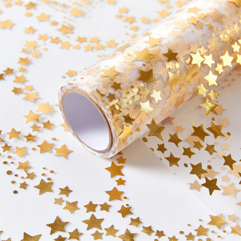 Mantel dorado YATOJUZI con estrellas para bodas, ideal como centro de mesa