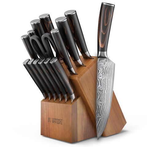 Yatoshi Knives bloque de acacia para almacenamiento seguro de cuchillos