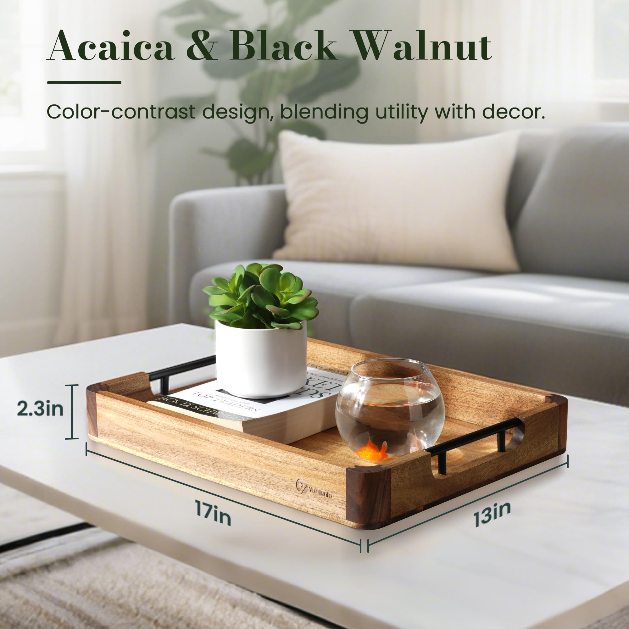YaTriunfo bandaea madera acacia y nogal, acabado elegante