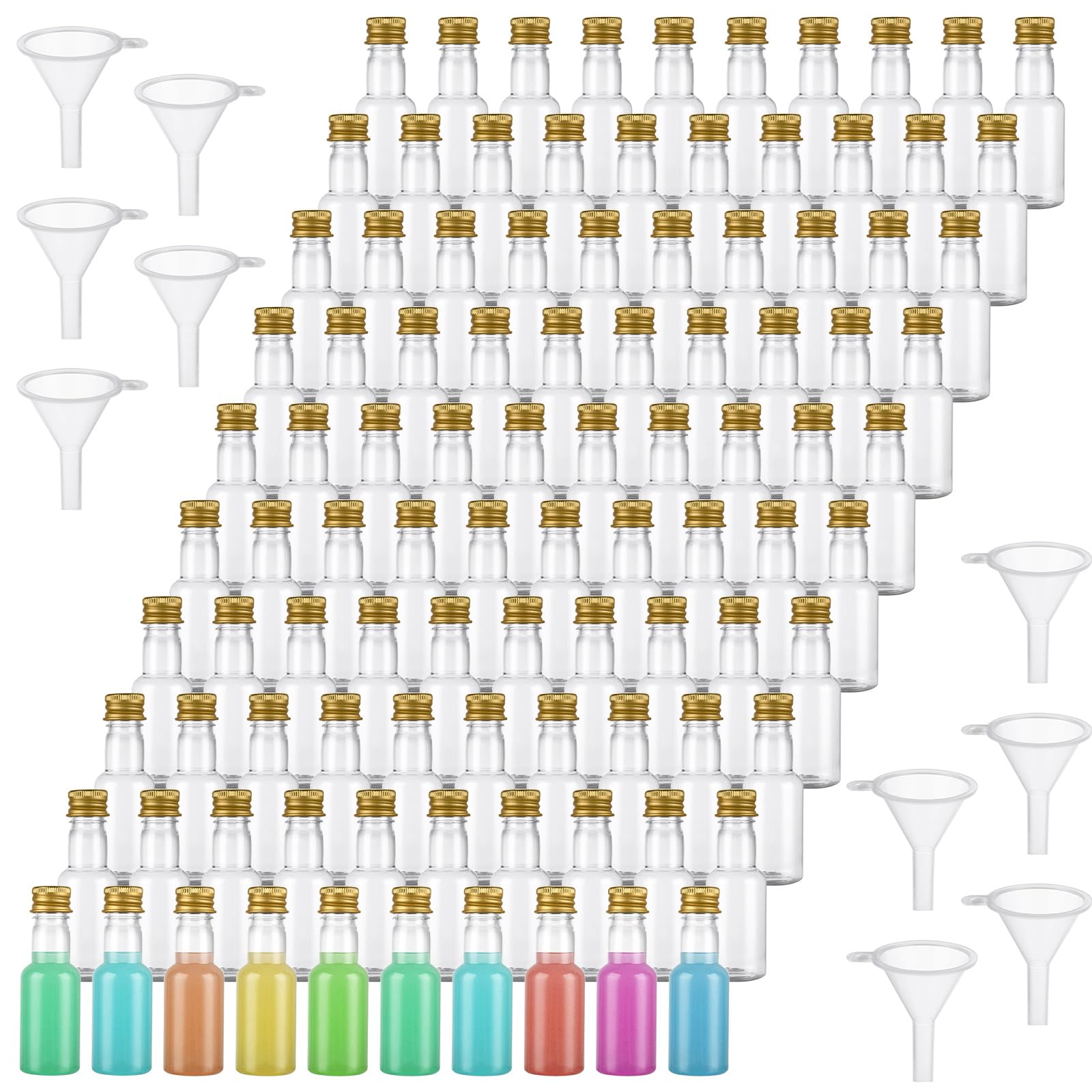 YAYODS botellas mini de licor 1oz-30ml con tapas negras para sellado hermético.