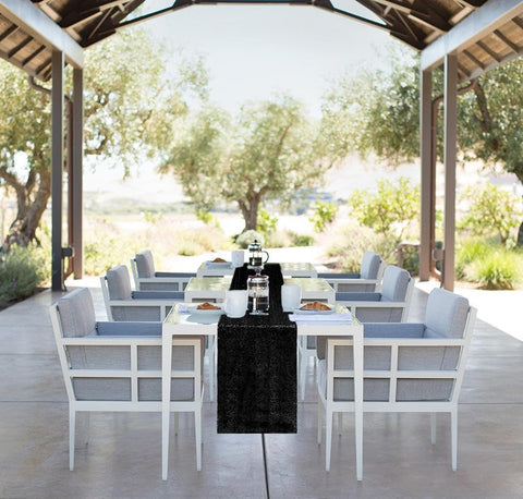 Corredor de mesa lentejuelas negro de Yblut para bodas.