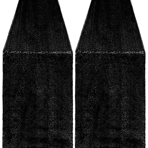 Yblut, corredor de mesa lentejuelas negro 12x72, ideal para eventos elegantes.