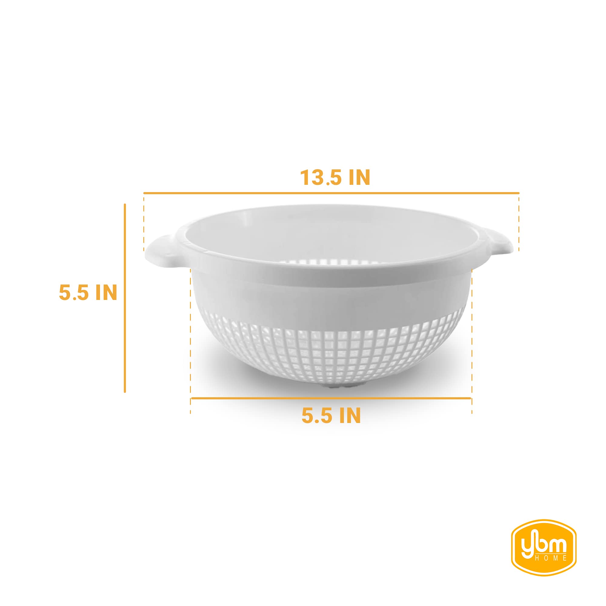 YBM HOME colador plástico con mango, uso diario eficiente para enjuagar hierbas y verduras.