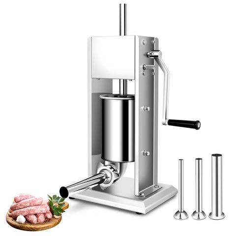 Embutidora YBSVO con base estable y diseño vertical, ideal para cocinas pequeñas.